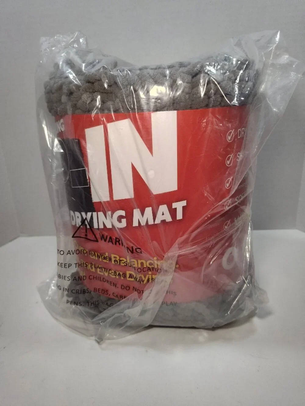 whatAMate Feet Dryer Bath Mat No Bend Chenille Rug Gray Non Slip Quick Dry NEW